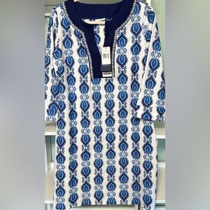 Cabana Life White and Blue Printed Mini Dress